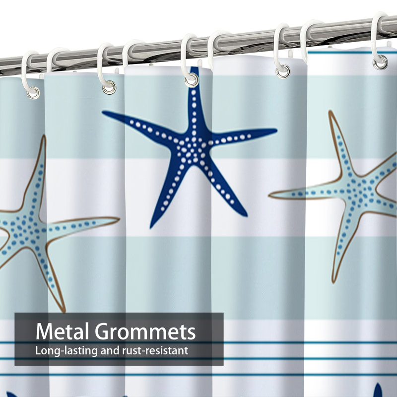 Rideau de douche 12 rayures Coastal Starfish, L 72 po x l 84 po