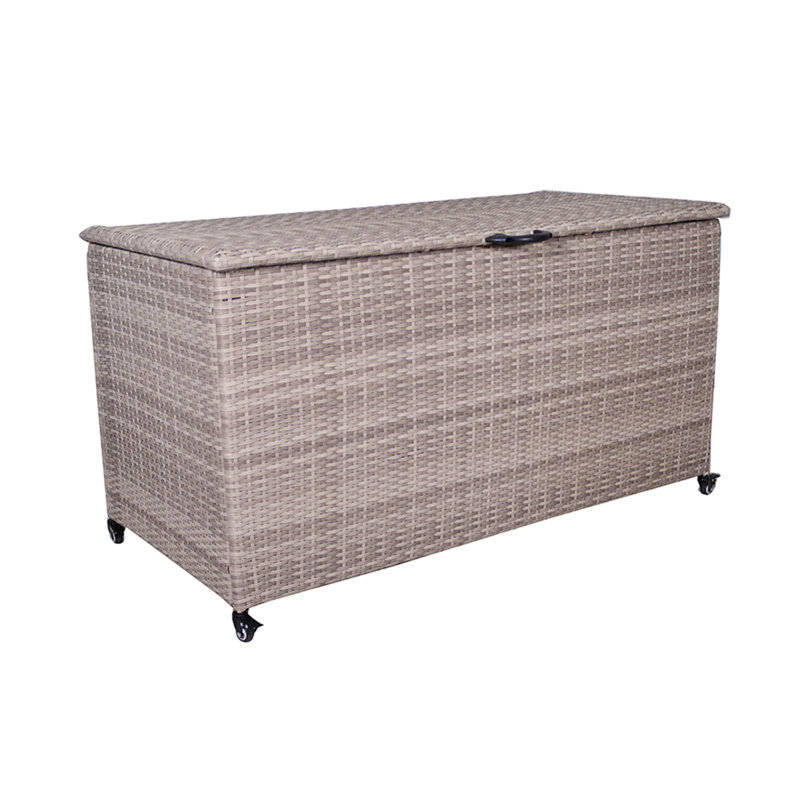Royalcraft Storage 150cm W 645L Wicker Deck Box with Wheels, Beige