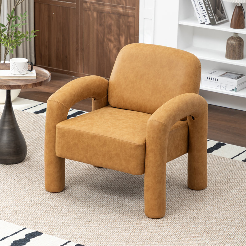 Iryanna Upholstered Faux Leather Armchair, Yellow