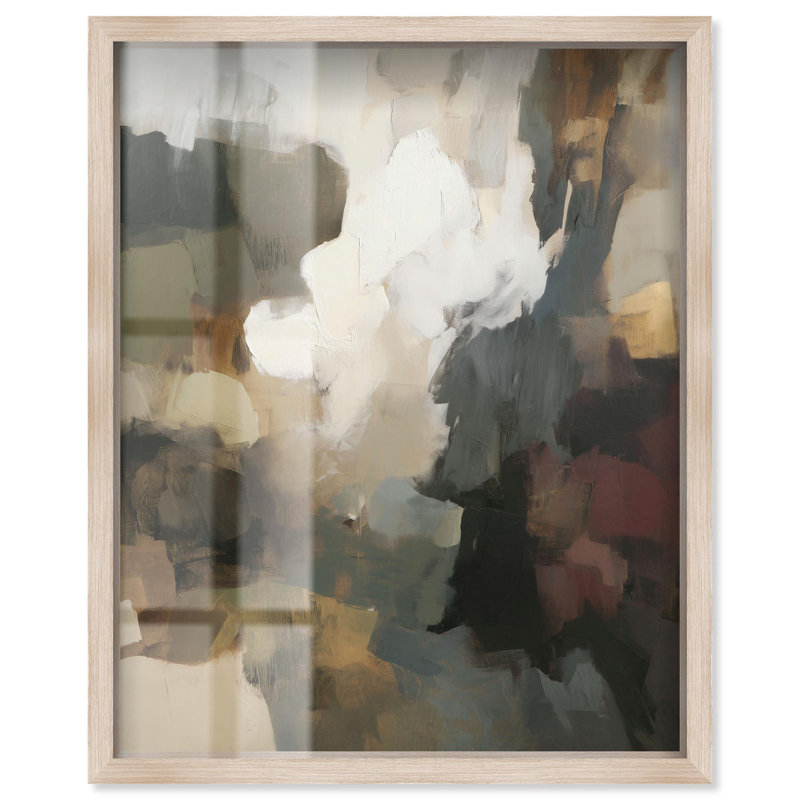 «Mute Tones III Boho Art Shadowbox» par Art Remedy, H 21 po x l 17 po, Crème