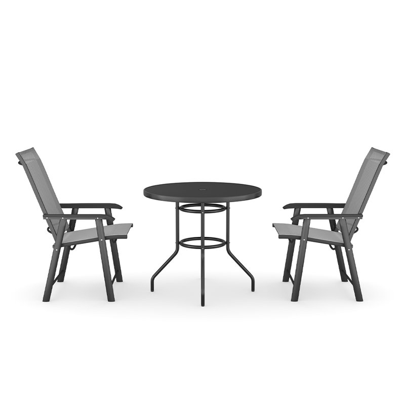 Dauda 2 - Person Patio Dining Set with Round Table, Black