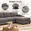 Fauteuil modulaire avec accoudoir gauche avec coussin en T et canapé en tissu texturé en lin-765343482