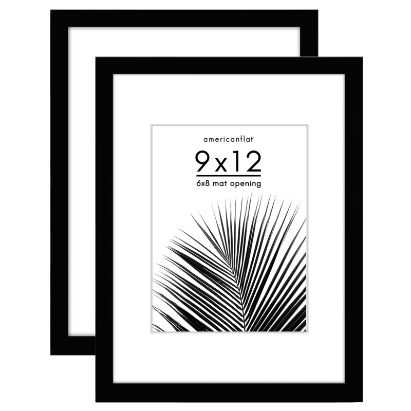 Cadre photo Americanflat - ensemble de 2 - cadre avec passe-partout - plexiglas poli, Noir, noir, noir, noir