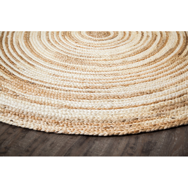 Round Dash Abstract Jute / Sisal Hand Woven Area Rug, Round 183cm