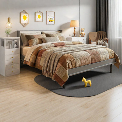 Space-saving Multifunctional Beds, Gray Wood With Modern Storage For Home Office