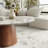  39'' Stone Round Coffee Table Wooden Pedestal Center Cocktail Table Side Table Mid-Century Modern For Living Room & Home Decor-1214285685-1214285684