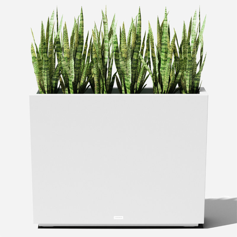 White Rectangular 30" Tall Modern Plastic Planter