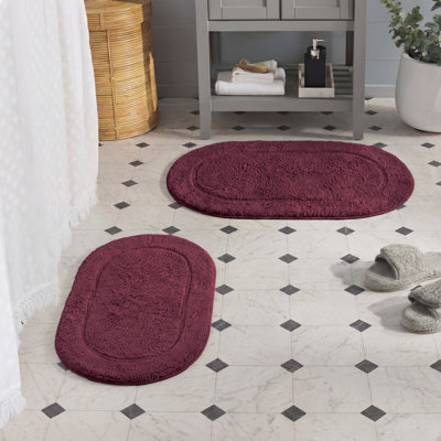 Oval Non-Slip Absorbent Premium Cotton Bathroom Rug Set