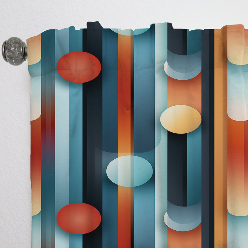Rideau obscurcissant rayé orange et futuriste Symphony Matrix - 1 panneaux, L 52 po x L 120 po