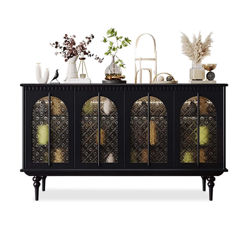 Buffet en bois massif noir, Noir