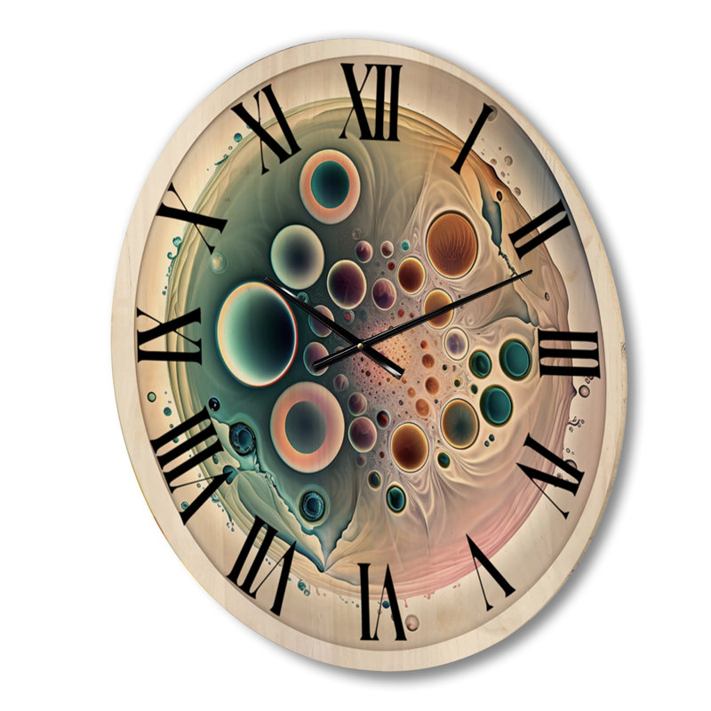 Horloge murale moderne surdimensionnée en bois doux Cymatics Mandala III, Grand