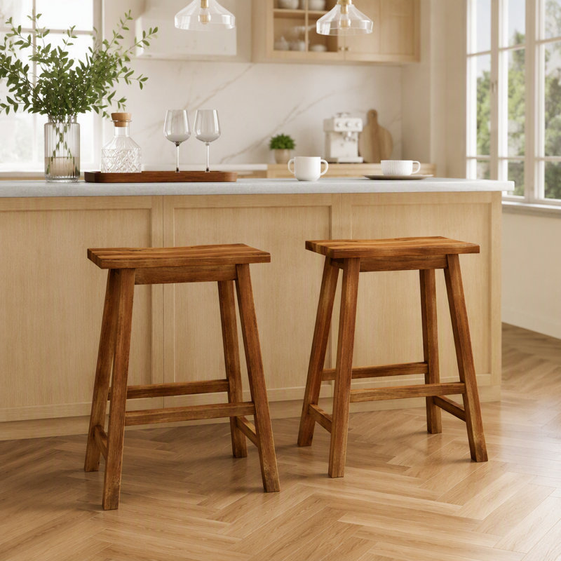 Tabourets de cuisine rustiques en bois à hauteur de comptoir 2 pièces pour petits espaces