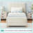 Twin Size Upholstered Platform Bed Frame Fo Children, Velvet Upholstered Platform Bed Frame With Headboard, With Headboard, Noise-Free-1081864114