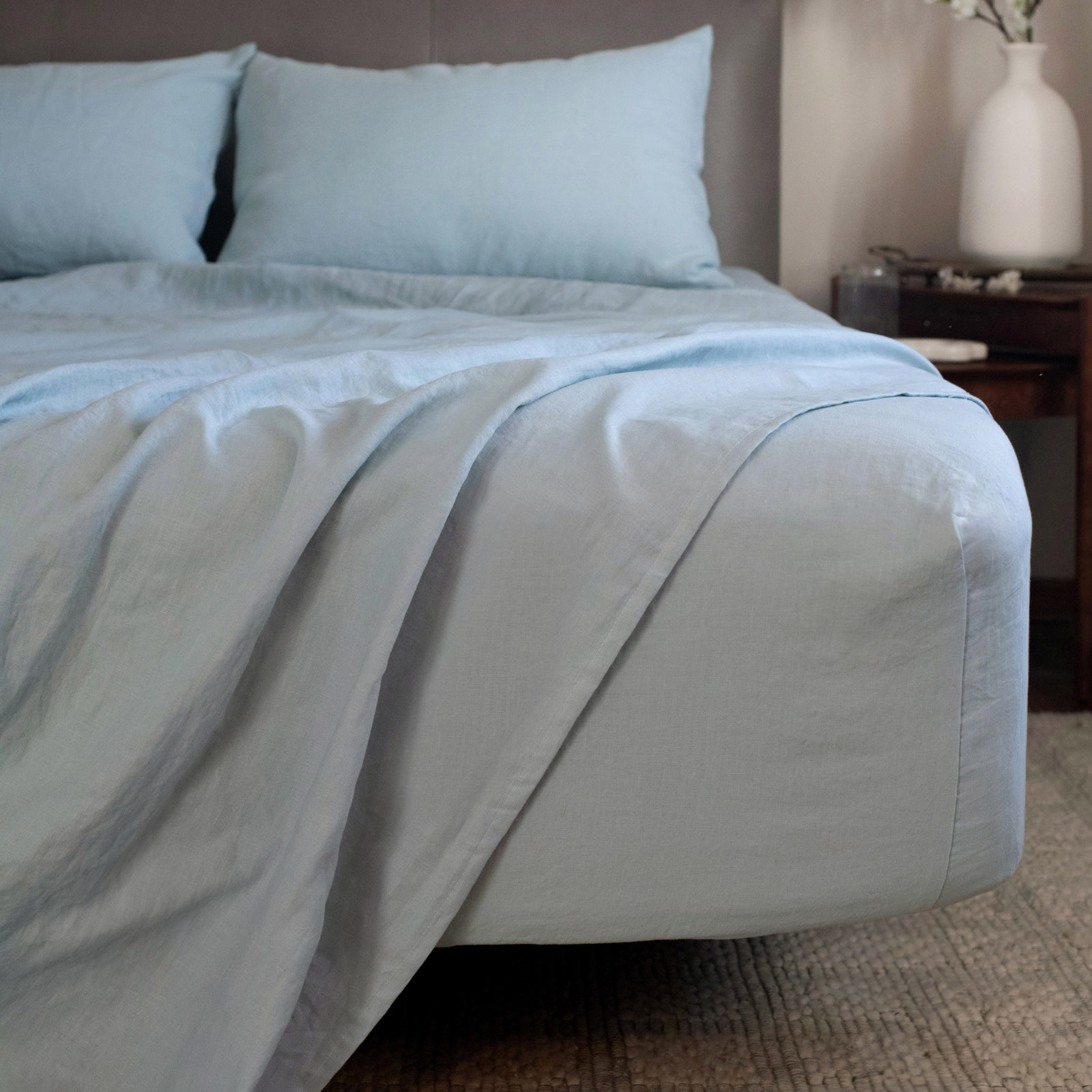 Linen Sheet Set, Twin Sheet Set with 1 Pillowcase, Wave