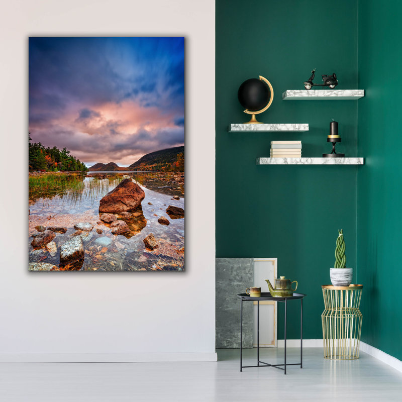 «Epic Graffiti», «Cloudy Morn At Jordan Pond» par Rick Berk, art mural sur toile, H 60 po x l 40 po x P 1,5 po