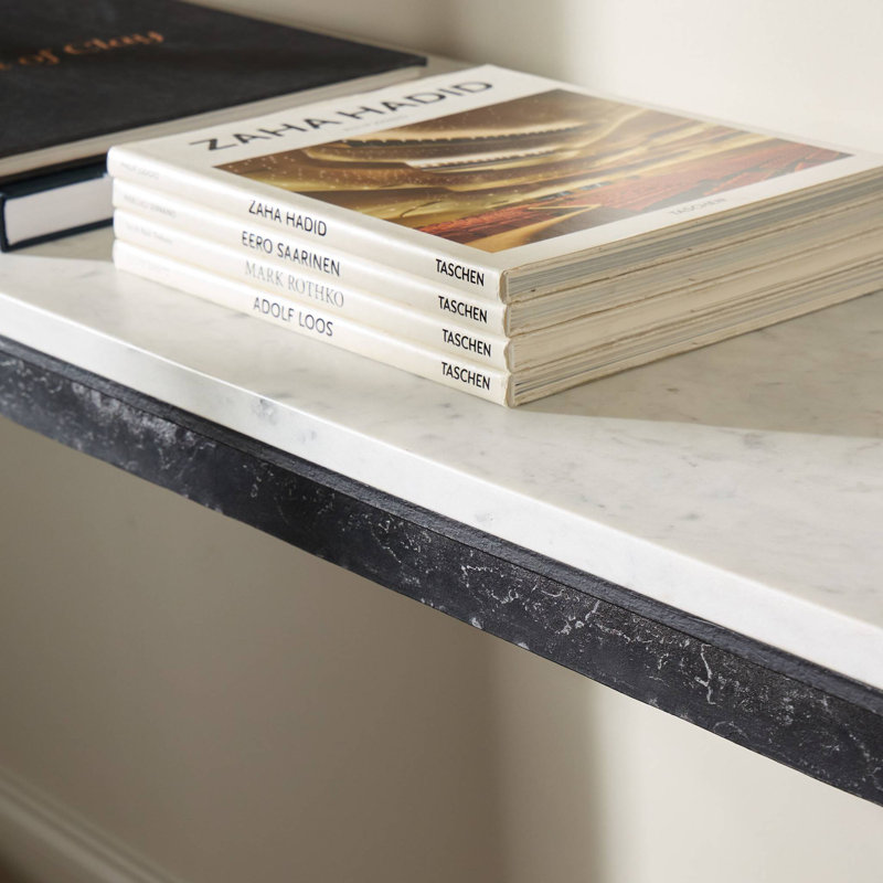 HAMMERED IRON 78'' W Marble Console Table