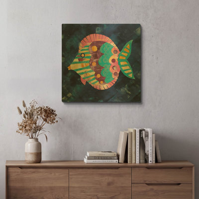 «Boho Reef IV» par Wild Apple, art mural en métal doré, 24 po x 24 po