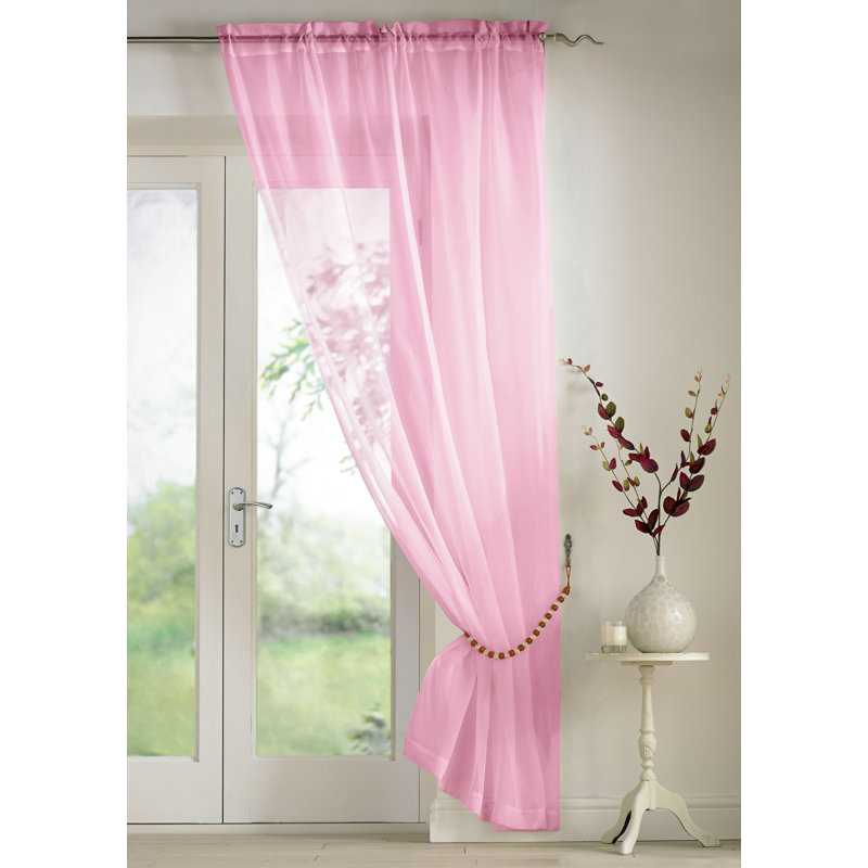 Billerica Sheer Curtain Single Panel, Pink, 145 W x 137 D cm