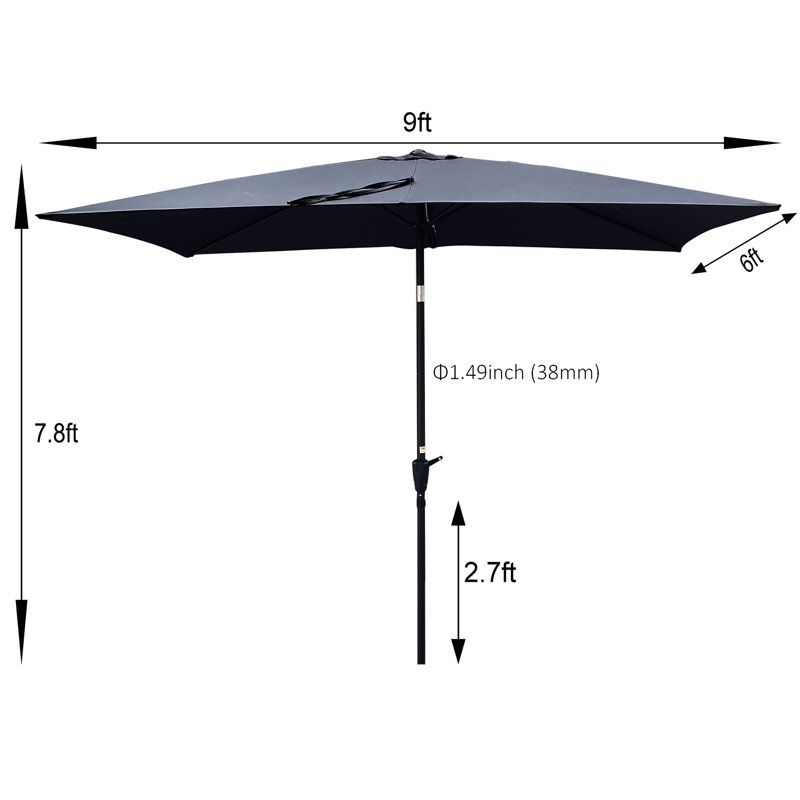 Parasol 9x6pi, Anthracite