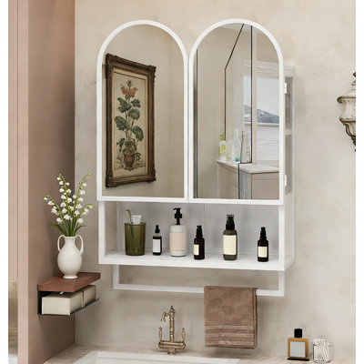 Iron Arched Glass Double-Door Wall Cabinet