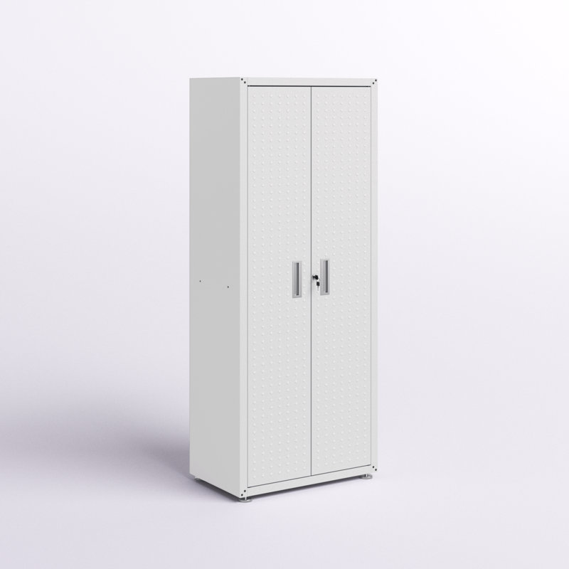 Armoire de rangement en métal avec tablettes réglables Fortress H 75,4 po x l 30,3 po x P 18,2 po, Blanc