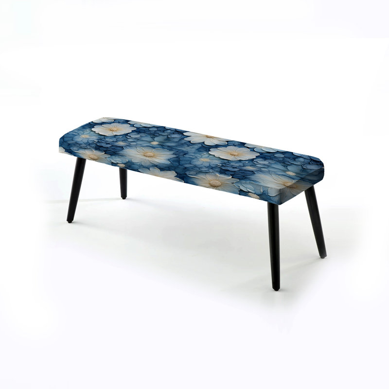 Collage de marbre bleu et blanc avec banc rembourré de marbre noir