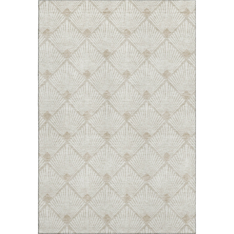 Premium Machine Washable Prisco Ivory Rug, Rectangle 5' x 7'6"