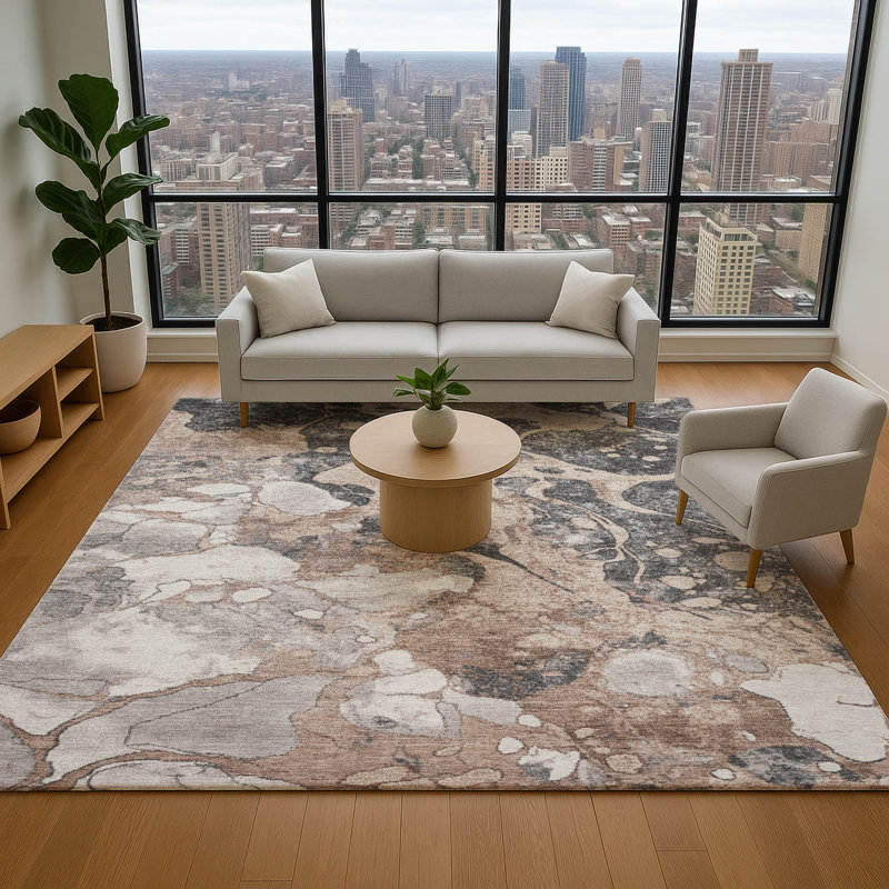 Premium Machine Washable Mayfield AMF1909 Abstract Rug, Rectangle 9' x 12'