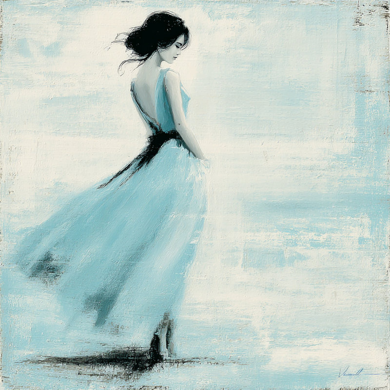 «Blue Grace», art mural sur toile tendue, H 20 po x l 20 po