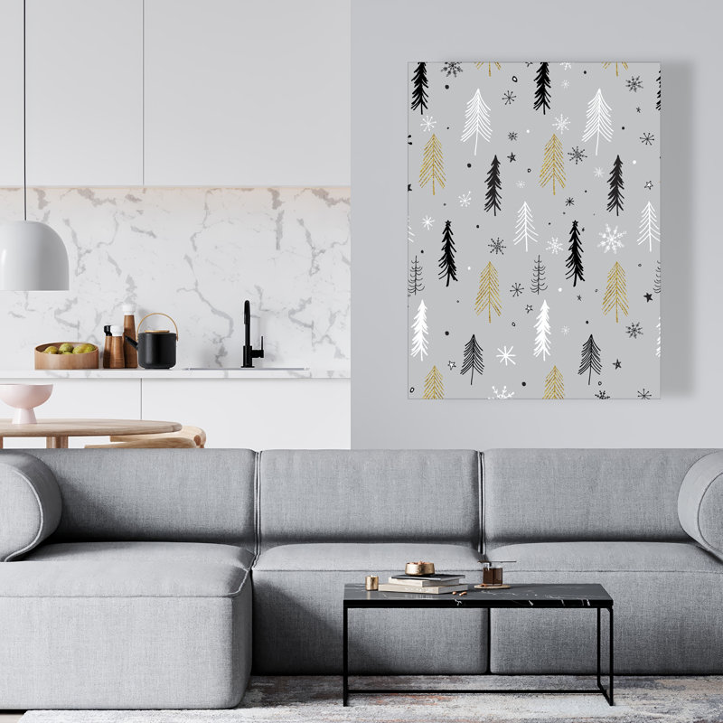 Motif de sapin de Noël | Décoration de chambre en toile blanche