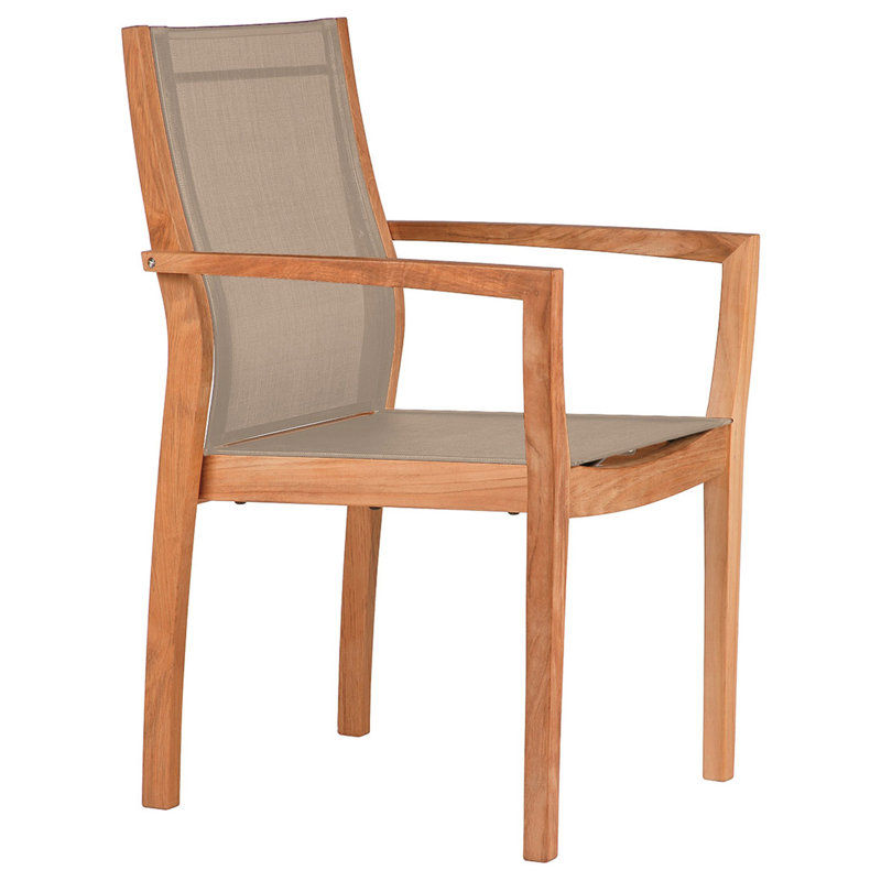 Horizon Outdoor Teak Dining Armchair, Titanium