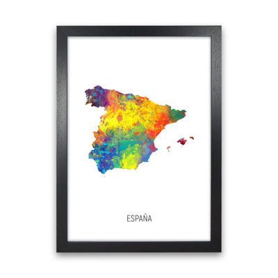 Espana Watercolour Map by Michael Tompsett - 1 Piece Wall Art