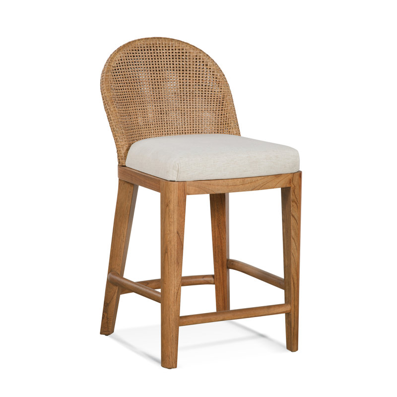 Tabouret de comptoir rembourré Tabor, Beige / carreaux gris 0107-84, Saule