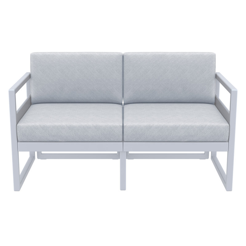 Lane 58'' Wide Straight Loveseat with Cushions, Silver/Gray, Canvas Granite Sunbrella® Canvas