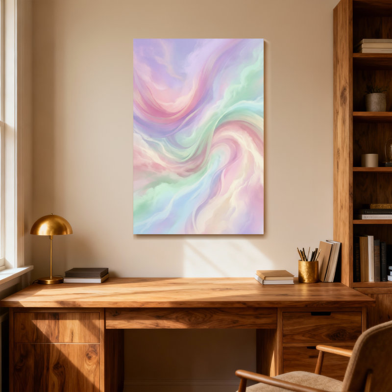«Abstract Pastel Swirls», reproduction d'art sur toile abstraite, H 40 po x l 28 po