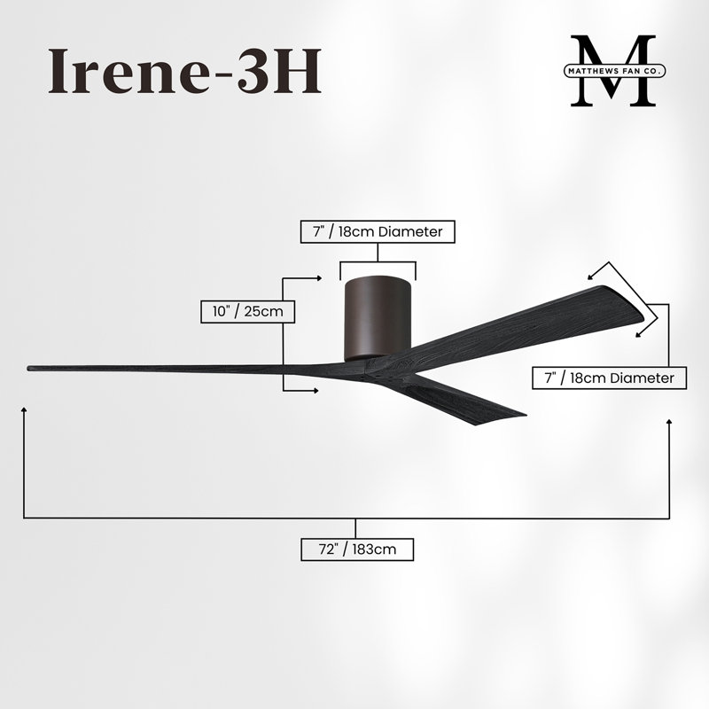 Irene Ceiling Fan, Textured Bronze, 72", Matte Black