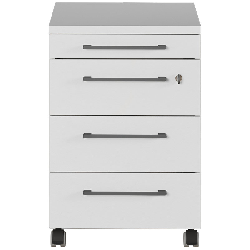 Miabella 41cm Wide 4 -Drawer Mobile File Cabinet, Light Grey