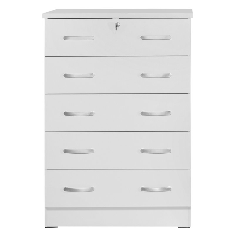 Commode 5 tiroirs Luker, blanc