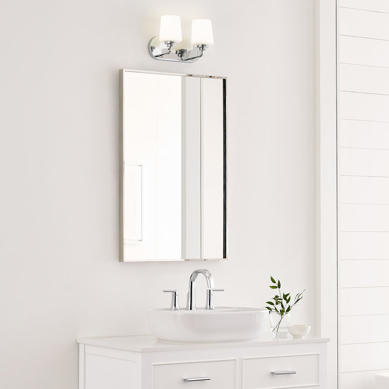 Elegance Chrome 2-Light Vanity with Etched White Glass Shade
