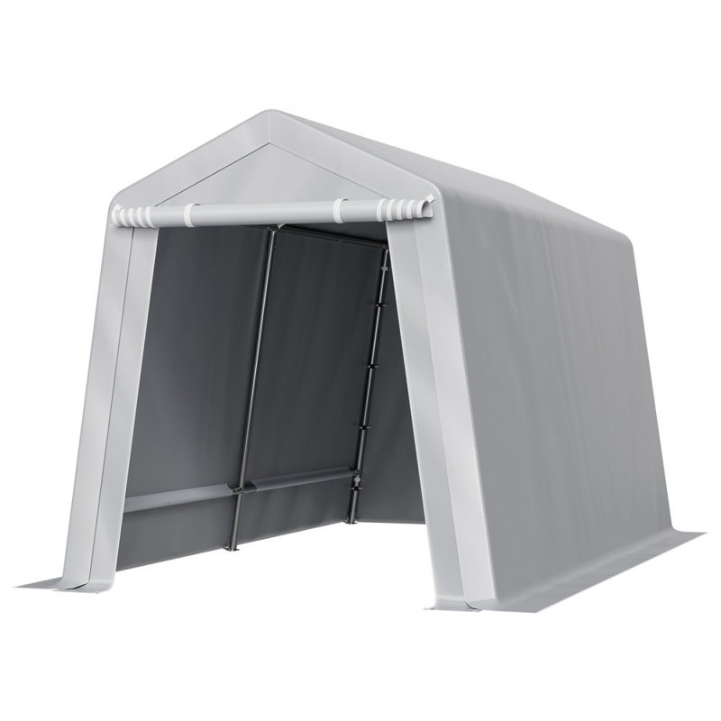 Outdoor Storage Shelter Shed 7x12 ft Waterproof Portable Canopy Carport Tent, Gray, 86.64" H x 84" W x 144" D