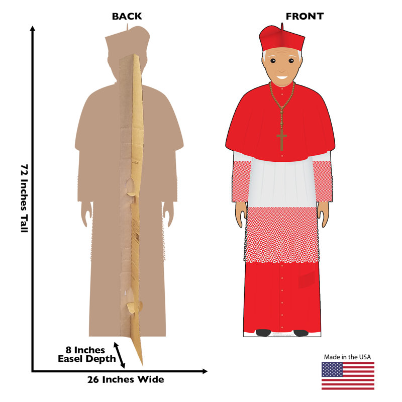 72'' Red and White Illustrated Pope Cardboard Standup