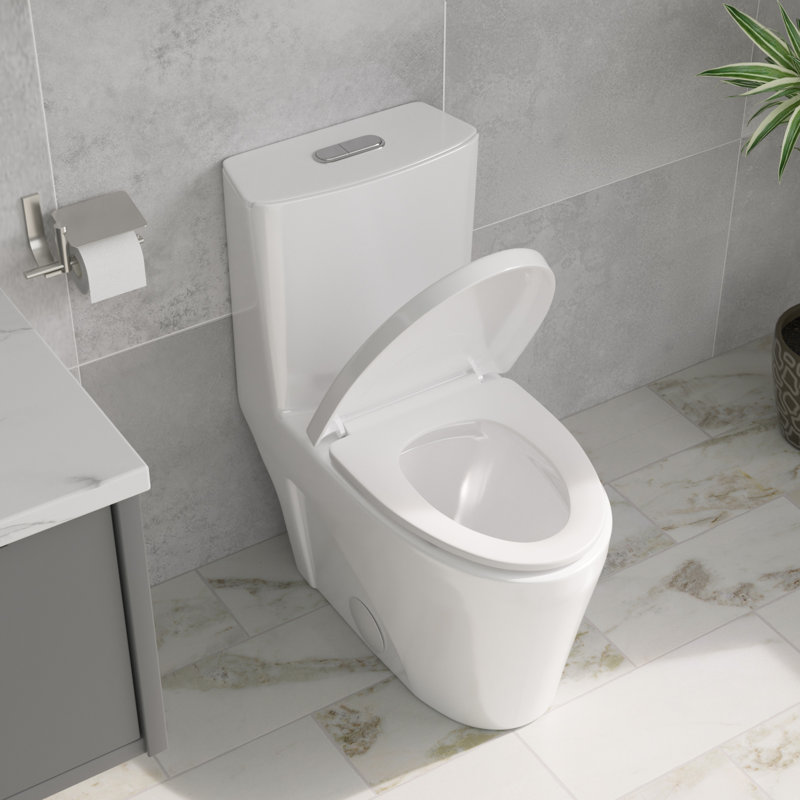 Dual-Flush One-Piece Toilet CEC & DOE Certified Powerful Flush One-Piece White Toilet (Slow Close Seat Included)
