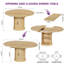 Table de salle à manger extensible ronde de 47 à 63 po pour 4 à 8 personnes, base piédestal avec tablette de rangement à 2 niveaux anti-poussière, table de salle à manger en bois peu encombrante-1016322802