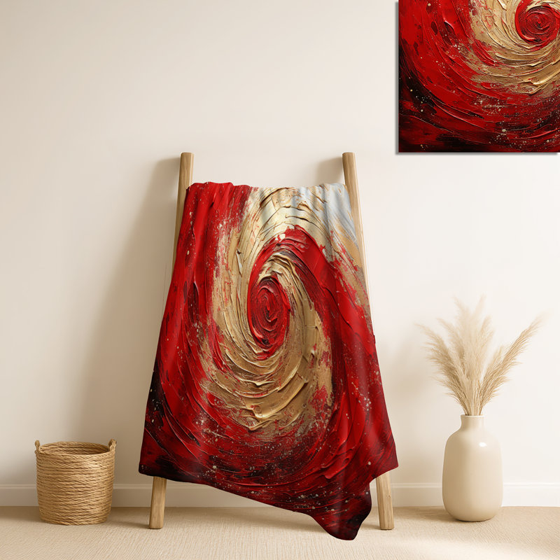 Jeté en spirale rouge et or