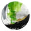 «Green and Black Geometric Enchantment I», art mural rond en marbre abstrait-88628124
