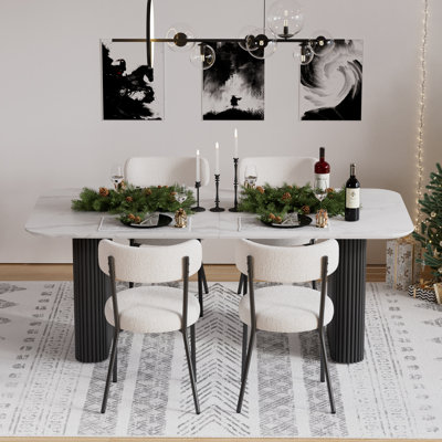 Rectangle Double Pedestal Dining Set with Cream Style Dining Table by Mercer41