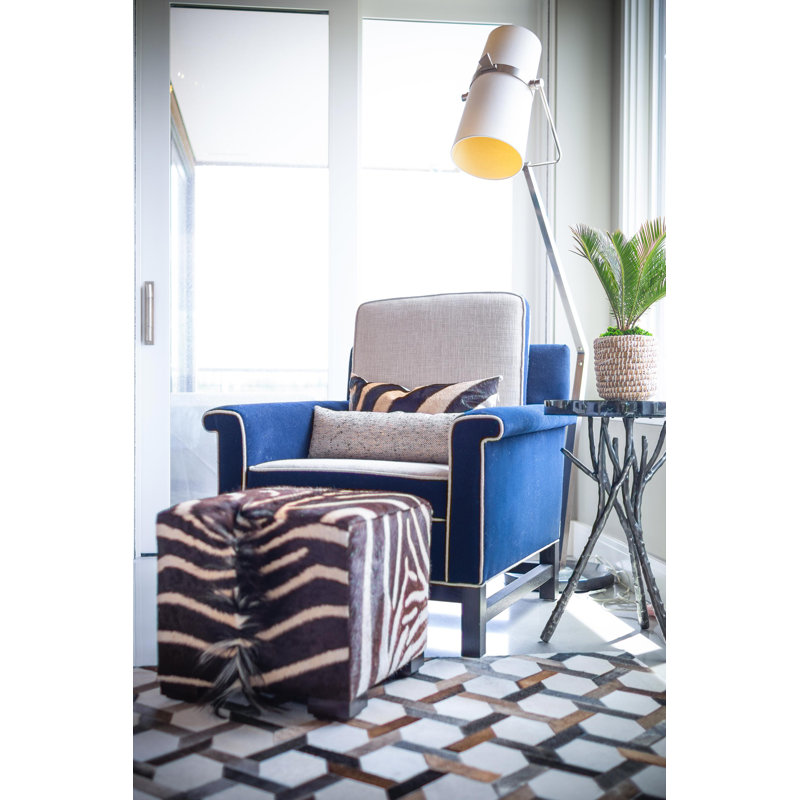Zebra Hide Cube Ottoman