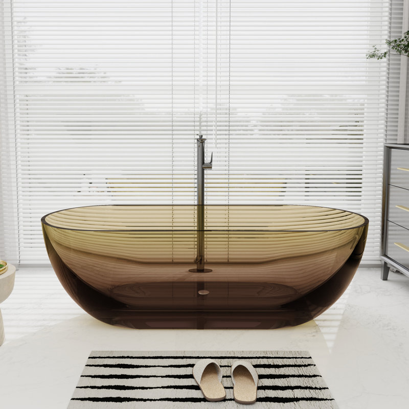 Baignoire de trempage autoportante 69 po en sépia transparent 69 po