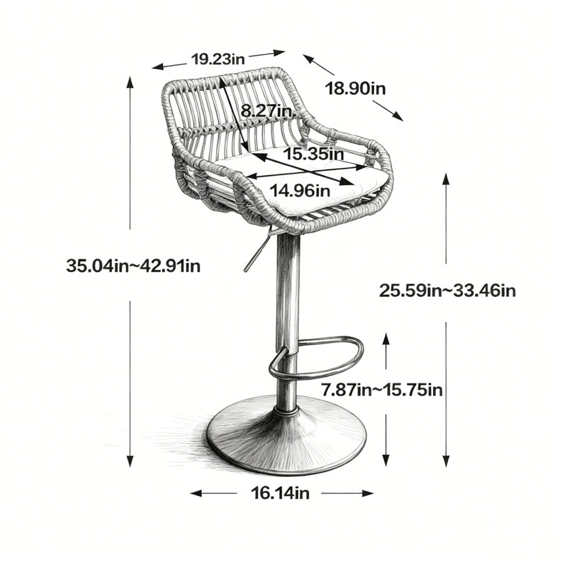 Ensemble de 2 tabourets de bar pivotants avec repose-pieds réglables pour la cuisine et la salle à manger, Orange