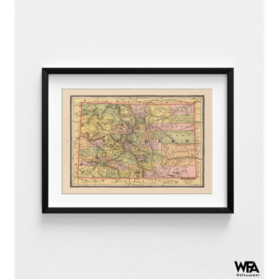 Vintage Colorado State Map Educational Wall Art Coloured Geographical Map Poster Framed Study Office Retro Decoration USA America Map